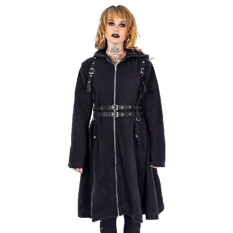 LUCRETIA COAT - BLACK Boat Shawl Notched
