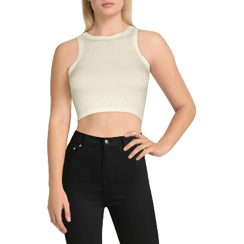 BB Dakota Womens Ribbed Crewneck Crop Top Handmade Hand-knitted Hand-woven