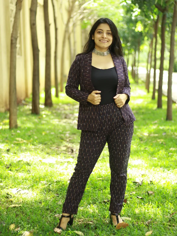 Co-ord Set Purple Ikat Blazer with Trousers Trousers Bridal Satin