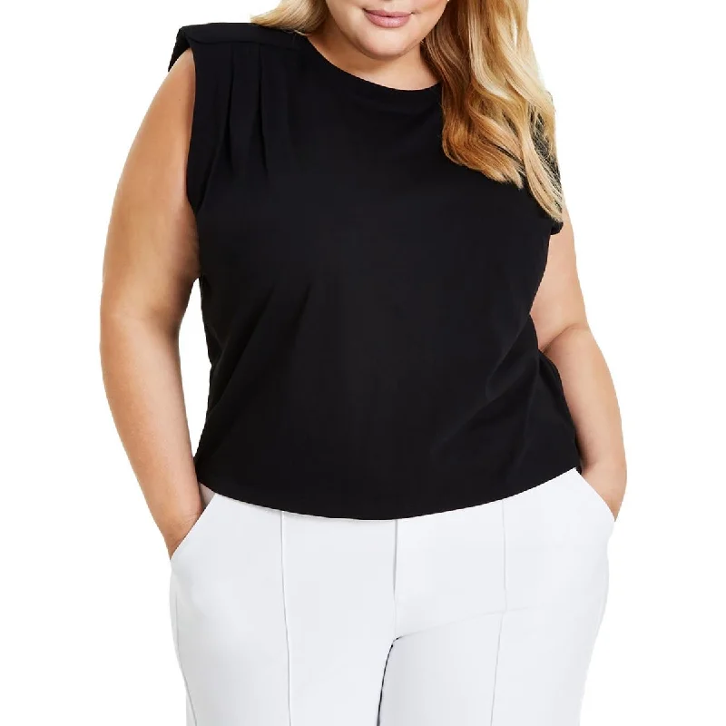 Bar III Womens Plus Shoulder Padding Casual Pullover Top Turtleneck Warm Pullover