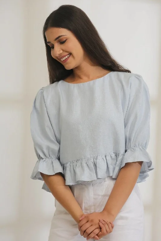 Fun-Frills Hemp Crop Top Casual Formal Business