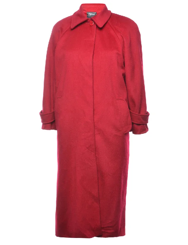 Red Wool Coat - M Collared Crew Neck Turtle Neck