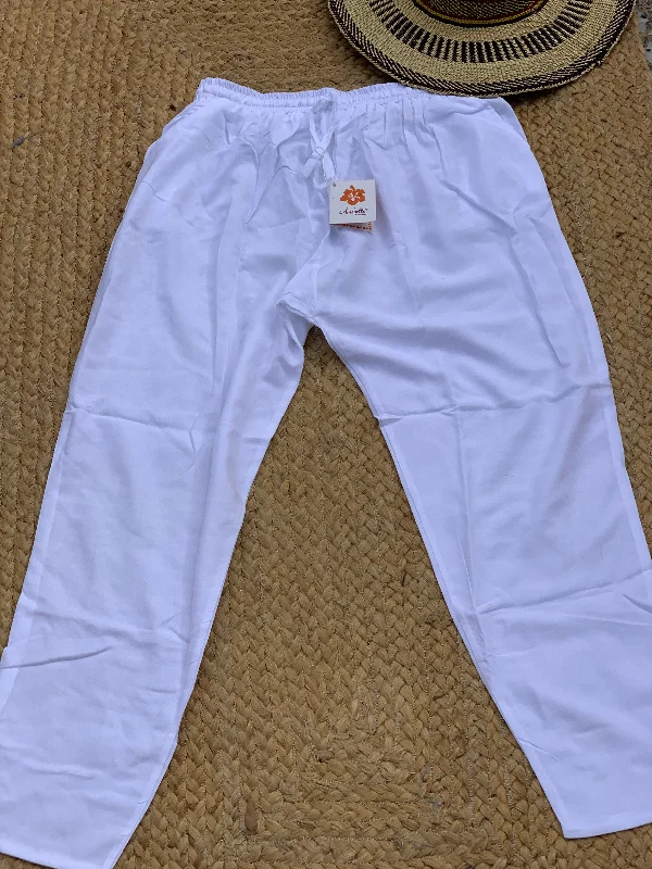 White  flairy trouser , ibiza  fashion , Ibiza boho fashion , classic straight  trouser , bohemian resort wear style , beachwear Trousers Versatile Stylish