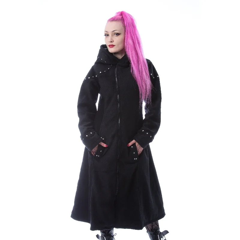 STORY COAT - BLACK Collared Crew Neck Turtle Neck
