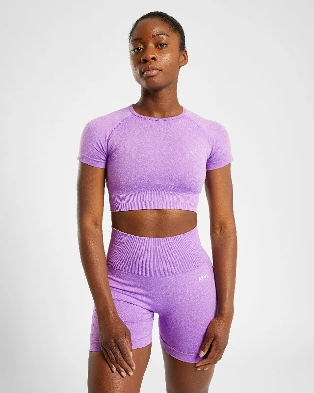 Empower Seamless Crop Top - Purple Marl Fleece Fabric Down Fabric Feather Fabric