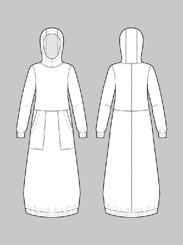 Hoodie Dress Pattern -- The Assembly Line Patterns Hoodie with Full-Zip Functional Layering