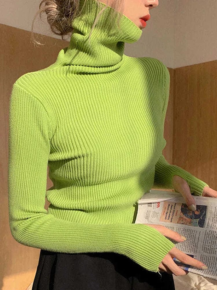 Knitted Sweater Women Korean Version Turtleneck Sweater Winter Solid Color Pullover Slimming Interior Lapping Warm Basic Tops Boxy Neck Sweater Knitted Sweater Women Korean Version Turtleneck Sweater Winter Solid Color Pullover Slimming Interior Lapping Warm Basic Tops Boxy Neck Sweater