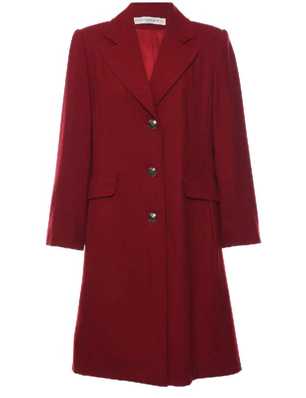 Maroon Wool Coat - M Bomber Denim Leather