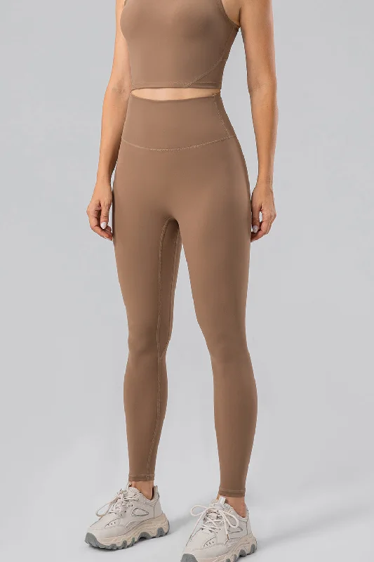 High Waist Wide Waistband Active Leggings Trendy High-Waist Tummy Control Leggings