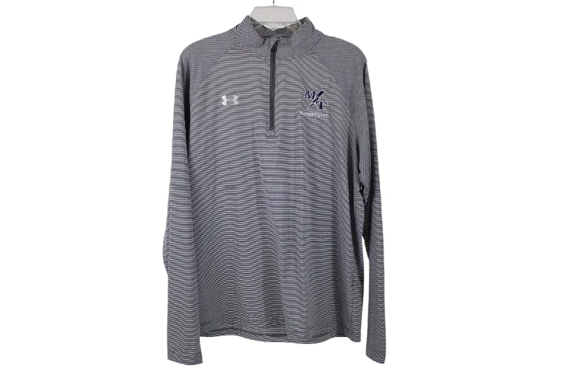 Under Armour MT Basketball Gray Striped Pullover | L Sarouel Sleeve Pullover