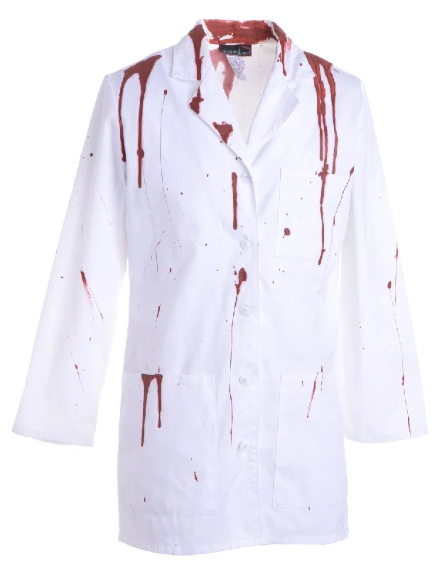 Reclaimed Bloody Halloween Doctors Coat Cotton Linen Terry