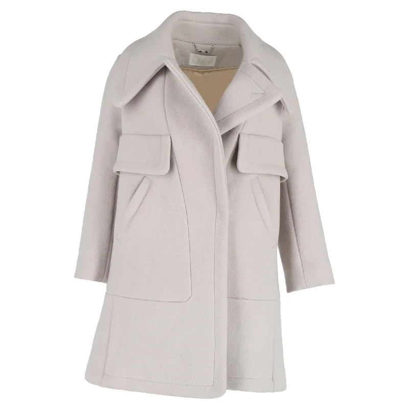 Chloé Coat in Grey Wool Sleeveless Short Sleeve Long Sleeve