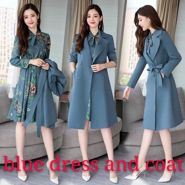 blue dress and coat