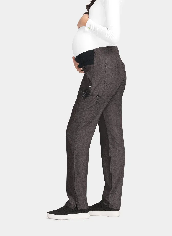 Koi Next Gen On The Move Maternity Scrub Trousers - Heather Grey Trousers Leather Faux
