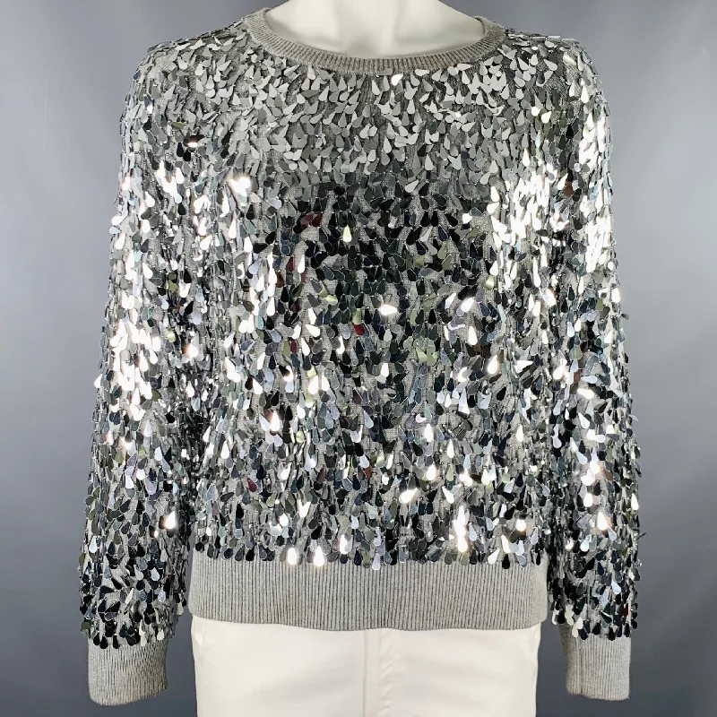 MICHAEL by MICHAEL KORS Size XL Grey Silver Cotton Blend Pullover Over Sleeve Pullover MICHAEL by MICHAEL KORS Size XL Grey Silver Cotton Blend Pullover Over Sleeve Pullover