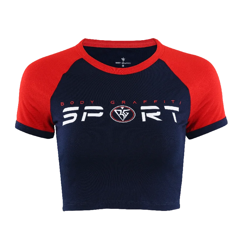 Body Graffiti SPORT 23 GOAT Slim Fit Women's Raglan Crop Top Anti-Shrink Durable Soft Body Graffiti SPORT 23 GOAT Slim Fit Women's Raglan Crop Top Anti-Shrink Durable Soft