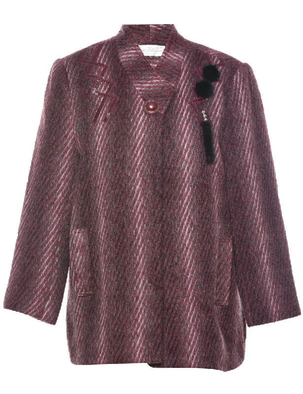 Single Breasted Wool Coat - M Vent Hem Cuff