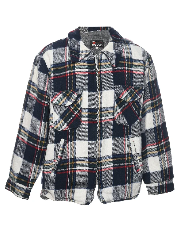 Checked Wool Coat - XL Shawl Collar Notch Collar Lapel Collar