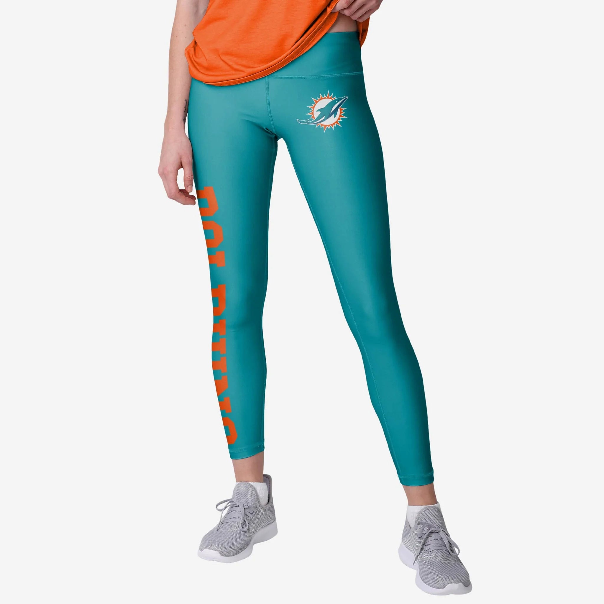 Miami Dolphins Women's Sublimated Solid Wordmark Leggings - Aqua Stylish Sweatproof Leggings Miami Dolphins Women's Sublimated Solid Wordmark Leggings - Aqua Stylish Sweatproof Leggings