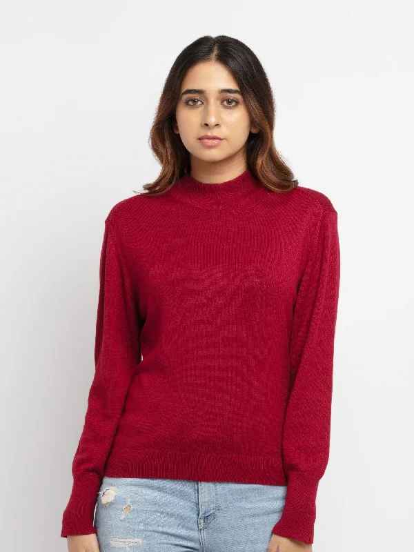 Women's High Neck Pullover Flare Sleeve Stylish