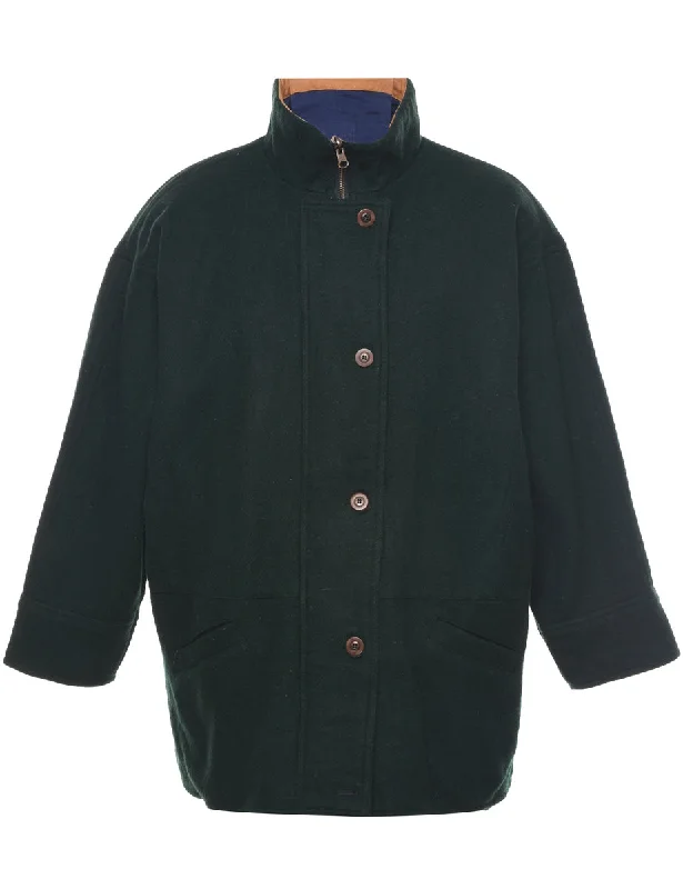 Single Breasted Wool Coat - XL Satin Silk Chiffon