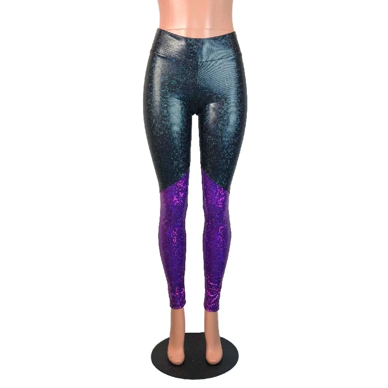 Black & Purple Shattered Glass Holographic *Mid-Rise* Leggings Pants Trendy Fitness Leggings Black & Purple Shattered Glass Holographic *Mid-Rise* Leggings Pants Trendy Fitness Leggings