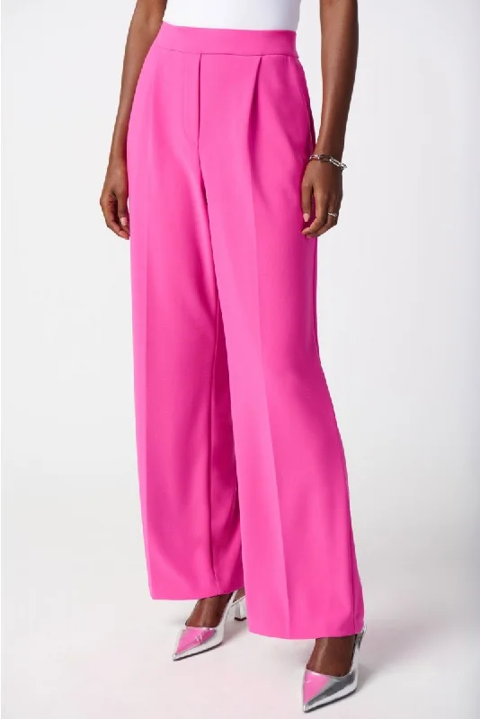 Joseph Ribkoff Ultra Pink Pleated High-Waist Pull On Wide-Leg Trouser Pants 241095 Trousers Timeless Classic Joseph Ribkoff Ultra Pink Pleated High-Waist Pull On Wide-Leg Trouser Pants 241095 Trousers Timeless Classic