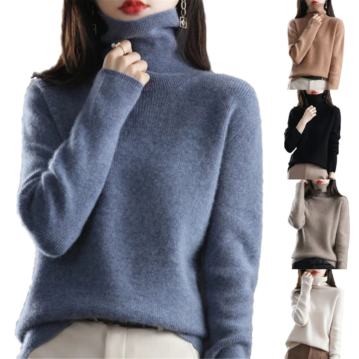 Women's Sweater Pullover Cashmere Pullover High Neck Wool Casual Knit Tops Autumn Winter Jacket Warm Pullover Besom Neck Pullover Women's Sweater Pullover Cashmere Pullover High Neck Wool Casual Knit Tops Autumn Winter Jacket Warm Pullover Besom Neck Pullover