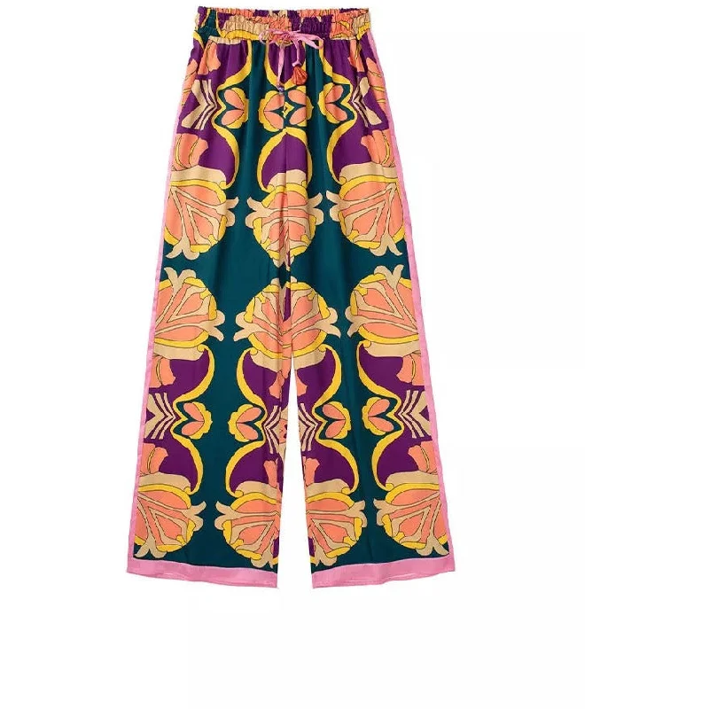 MARRAKECH Printed Floral High Waisted Trouser Trousers Prom Sequined