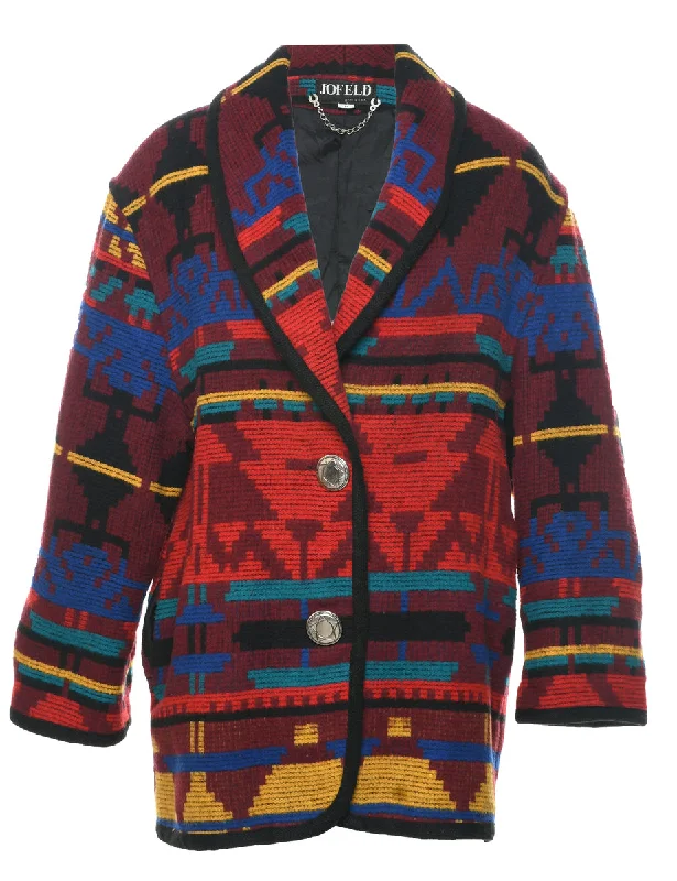 Multi-colour Wool Coat - M Striped Polka Dot Solid