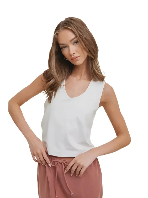 Smoothing Nylon-Spandex Relaxed Crop Top Fashionable Trendy Casual