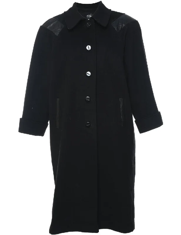 Single Breasted Wool Coat - L Hooded Jacket Zipper Jacket Button Jacket