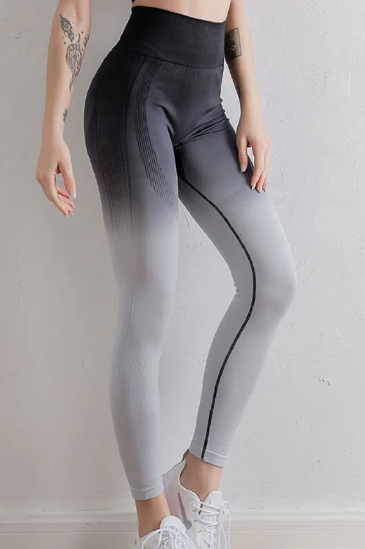 Gradient High Waist Sports Leggings Trendy Digital Print Leggings