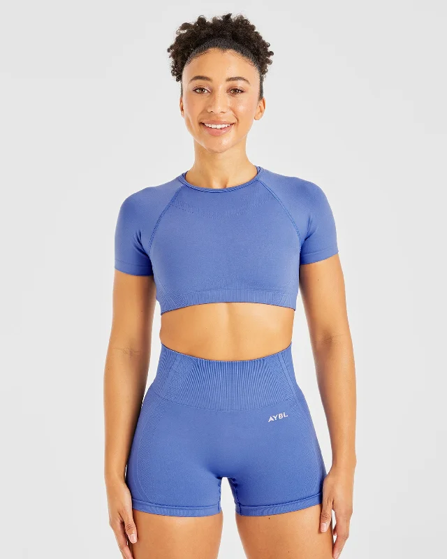 Balance V3 Seamless Crop Top - Bright Cobalt Beaded Sequined Faux Fur