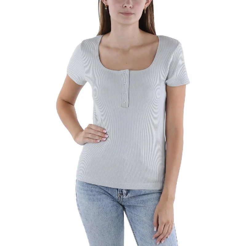Moral Society Womens Snap Front Short Sleeve Pullover Top Open Front Cardigan