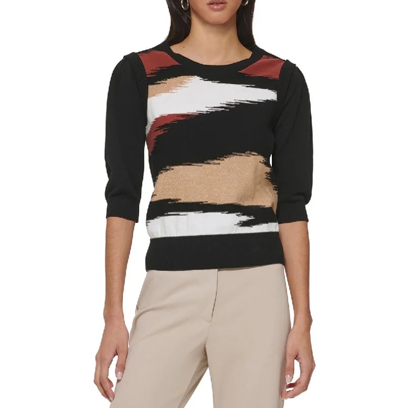 DKNY Womens Crewneck Sweater Pullover Top Chunky Knit Pullover