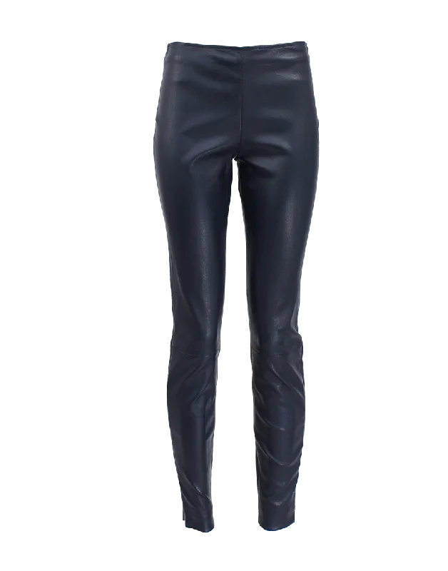 Side Zip Leather Legging Comfortable Ribbed Sports Leggings