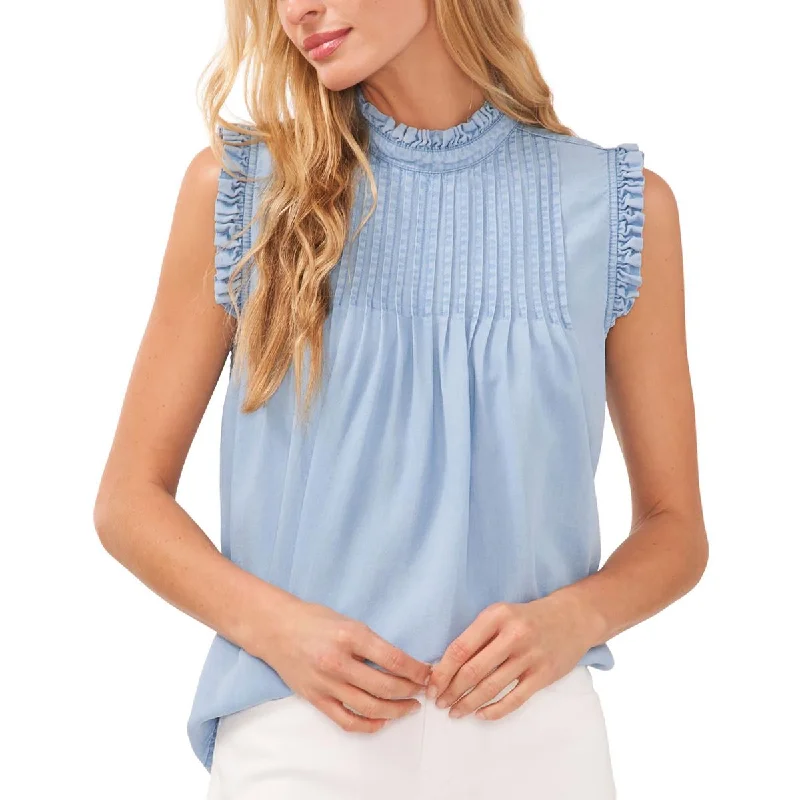 CeCe Womens Ruffled Neck Sleeveless Pullover Top Shawl Collar Sweater