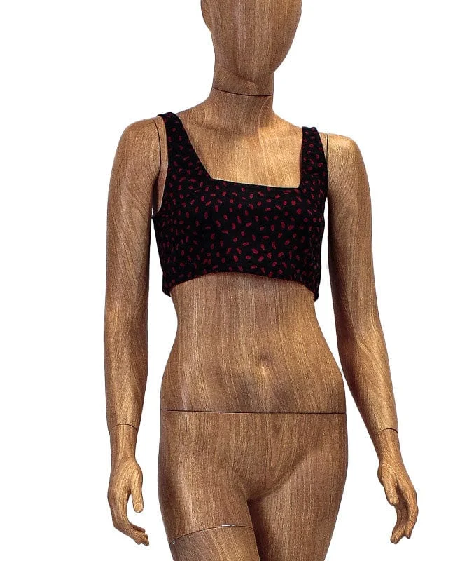 Linen Spotted Crop Top Polka Dot Checkered Tartan