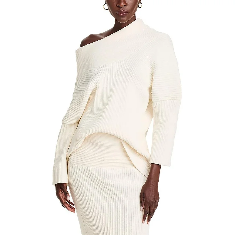 4th & Reckless Womens Ribbed Knit Off-The-Shoulder Pullover Sweater Oversized Cozy Pullover