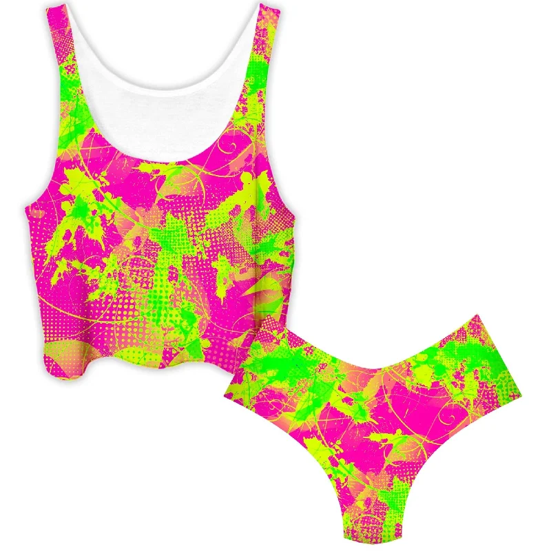 80s Baby Crop Top and Booty Shorts Combo Modern Contemporary Chic