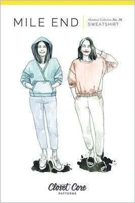 Mile End Sweatshirt Pattern -- Close Core Patterns Hoodie with Half-Zip Sporty Casual