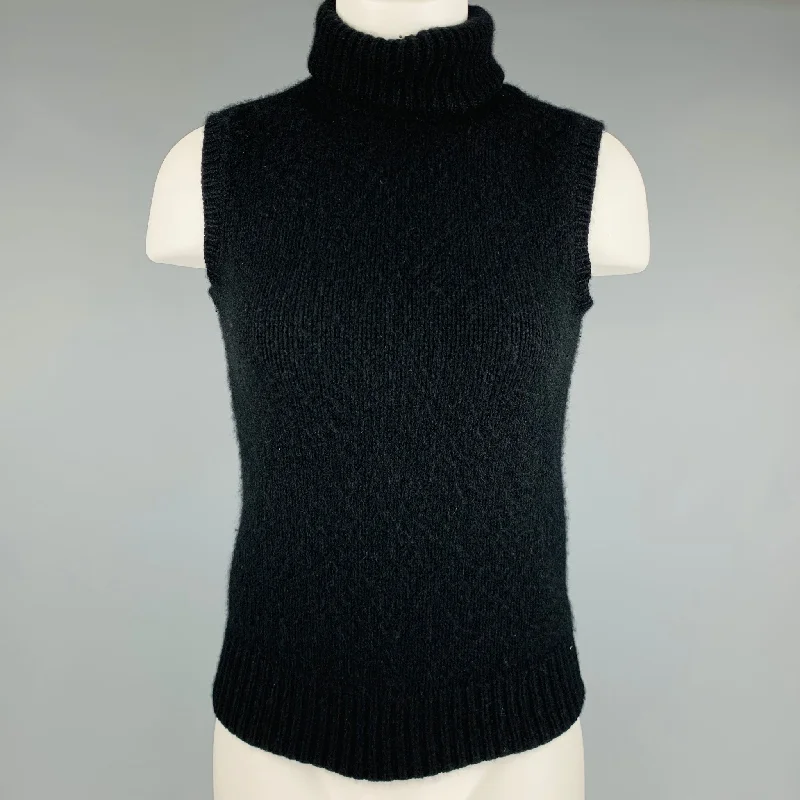 RALPH LAUREN Size S Black Cashmere Sleeveless Pullover Boat Neck Sweater