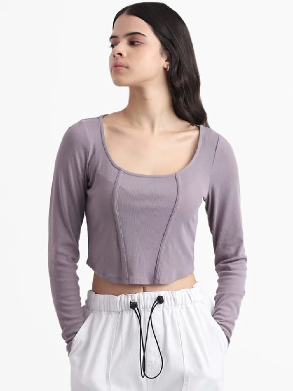 Nuon Iris Slim Fit Crop Top Embroidered Appliqued Beaded