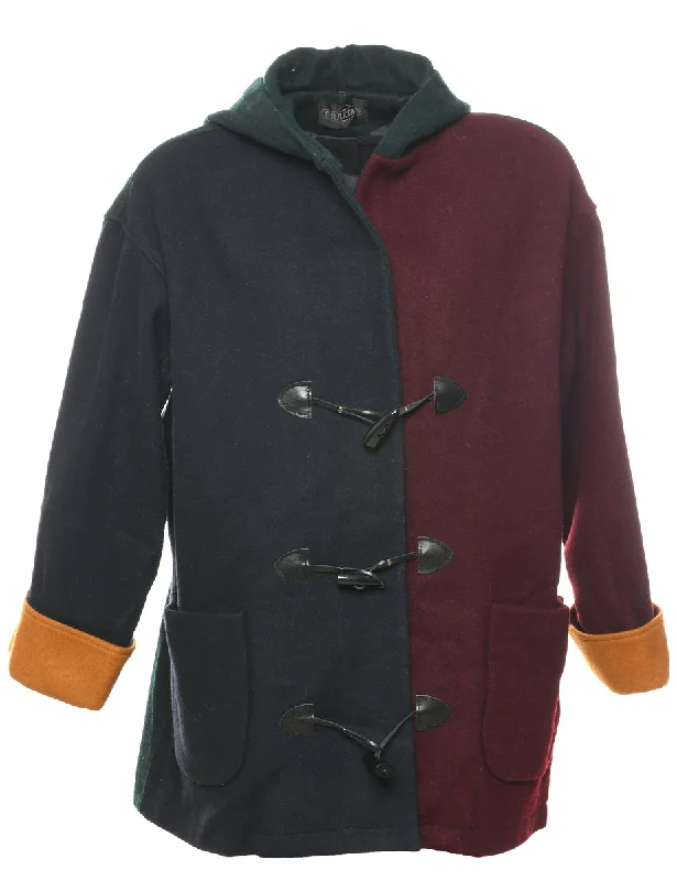 Dark Green Duffle Coat - L Embroidered Appliqued Beaded