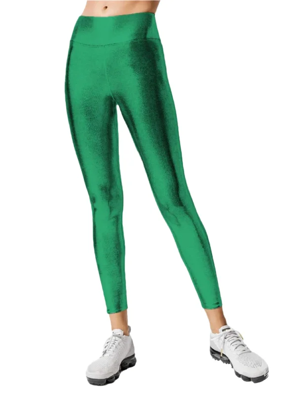 Spandex Leggings - Metallic Green Stylish Ankle-Length Leggings