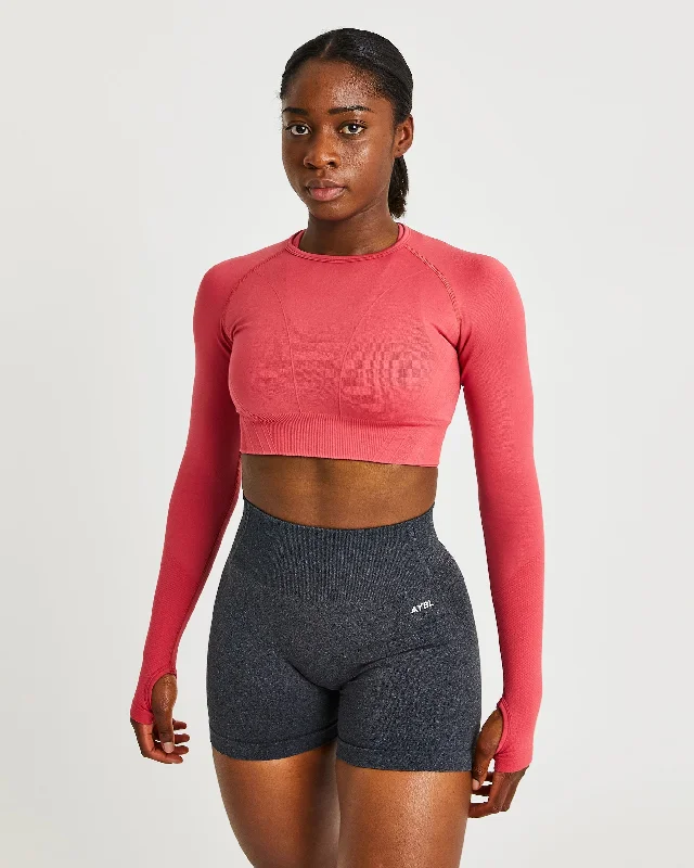Balance V2 Seamless Long Sleeve Crop Top - Dusty Rose Casual Formal Business