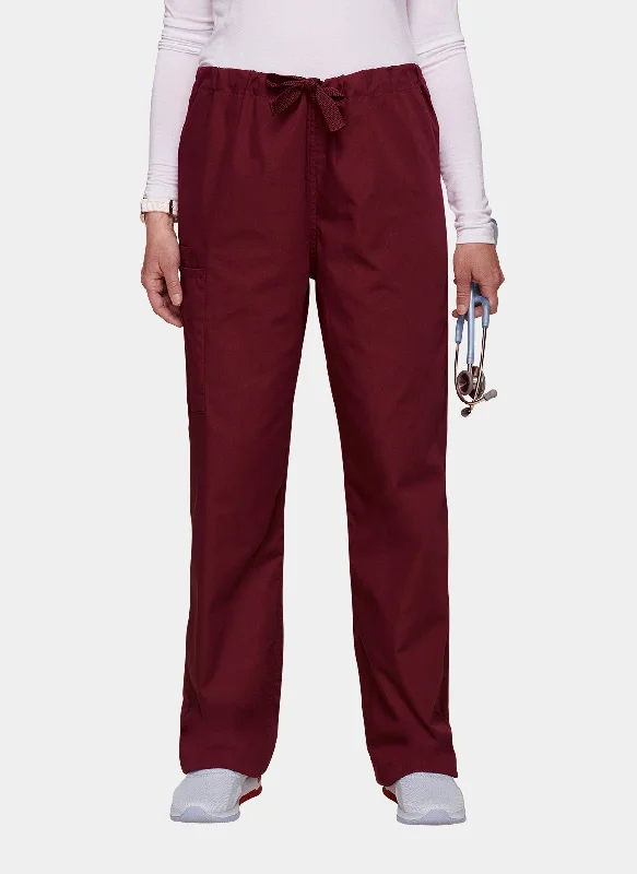 Cherokee Unisex Drawstring Scrub Trousers - Wine Trousers Denim Distressed