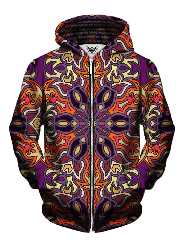 Nouveau Trippy Retro Mandala Zip-Up Hoodie Hoodie with Double Zipper Versatile Adjustable Nouveau Trippy Retro Mandala Zip-Up Hoodie Hoodie with Double Zipper Versatile Adjustable
