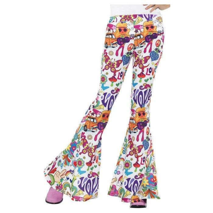 Smiffys Womens/Ladies Groovy Flared Hem Trousers Trousers stylish elegant